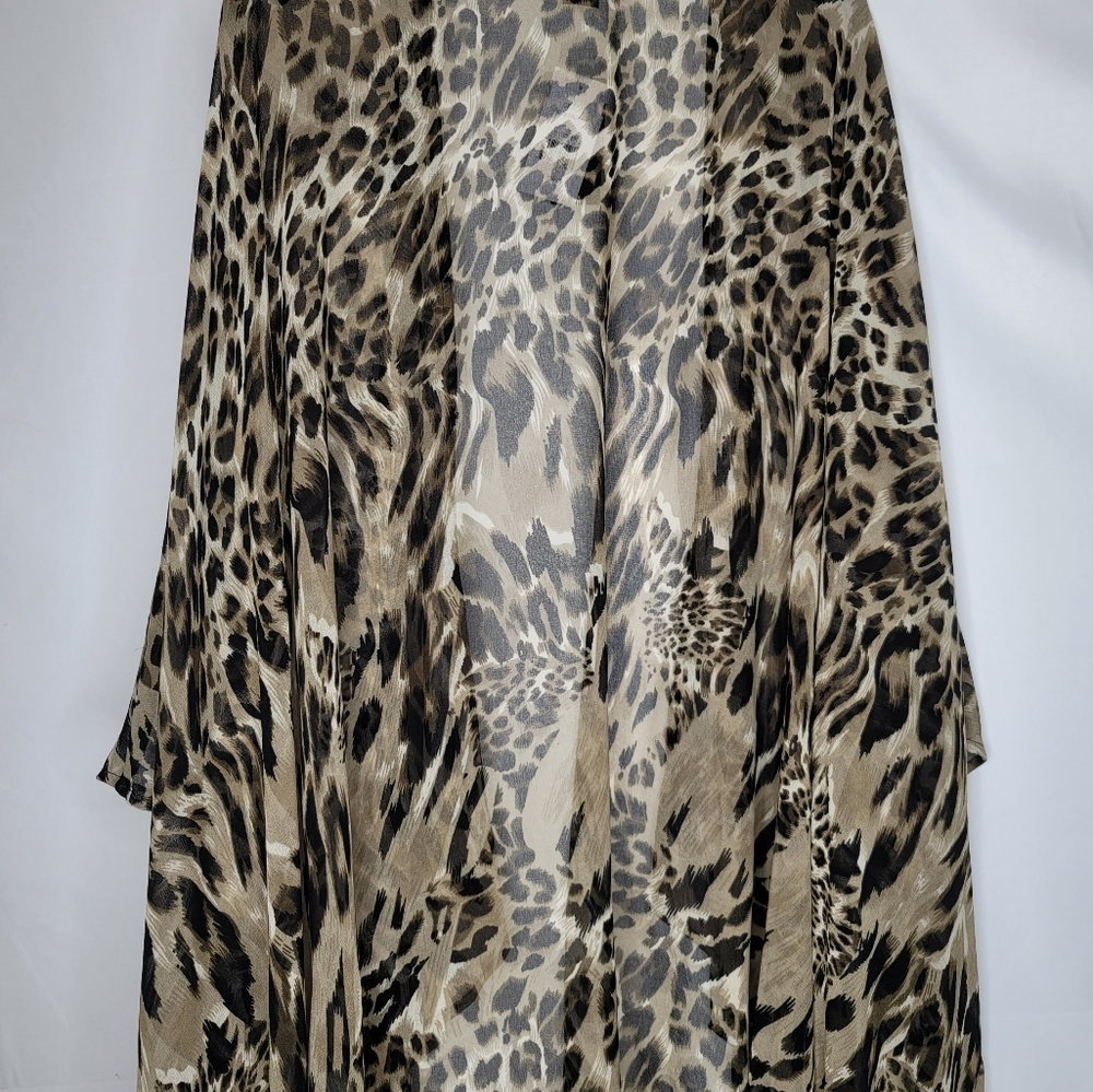 Olive And Black Animal Print Open Front Cardigan - Picture 6 of 8
